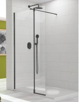 Mampara de ducha fijo más abatible perfil Negro TUTTI de Kassandra