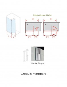 Mampara 1 fijo 1 abatible perfil Oro TUTTI de Kassandra 2