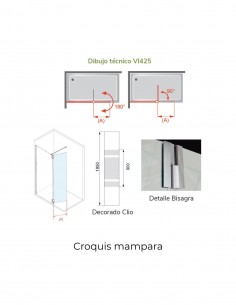 Mampara abatible bisagras perfil Oro VISION de Kassandra 2