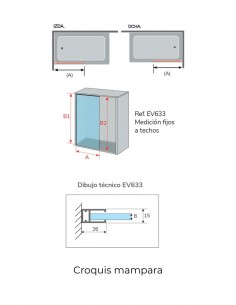 Mampara fija hasta el techo perfil Plata modelo EVEREST de Kassandra 2