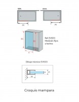 Mampara de suelo a techo perfil Negro modelo EVEREST de Kassandra croquis.