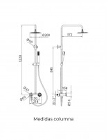 Columna ducha oro rosa Imex modelo OLIMPO medidas