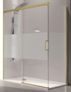 Mampara dorada corredera + lateral fijo Glasé de Kassandra 2
