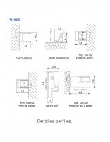 Mampara de ducha en ángulo  dorada detalle de la perfilería