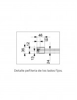 Mampara de ducha en ángulo dorada detalle de la perfilería de las hojas fijas