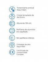 Mampara de ducha en ángulo dorada datos