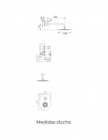 Ducha empotrada oro u oro rosa modelo OLIMPO de Imex medidas