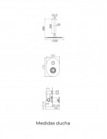 Ducha empotrada a techo oro u oro rosa modelo VESUBIO de Imex medidas