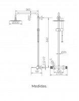 Columna ducha oro cepillado modelo LINE de IMEX medidas