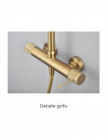 Columna ducha oro cepillado modelo LINE de IMEX detalle grifo
