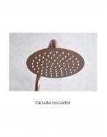 Columna ducha oro rosa cepillado modelo LINE de IMEX detalle rociador