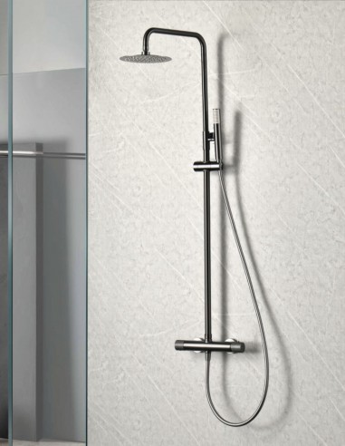 Columna para ducha termostática black gun metal modelo  LINE de Imex ambiente
