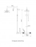 Croquis Columna oro rosa cepillado termostática - LINE de Imex