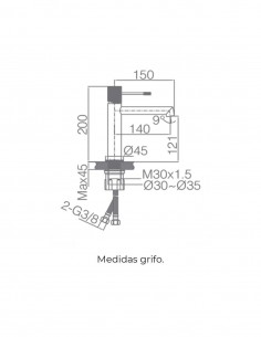 Grifería de lavabo oro rosa cepillado modelo LINE de Imex 2