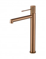 Grifería lavabo alto oro rosa cepillado modelo LINE de IMEX