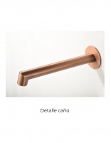 Grifería de lavabo empotrado oro rosa cepillado modelo LINE de IMEX detalle caño