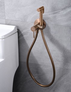 Ducha higiénica para bidé oro rosa cepillado modelo Line de Imex