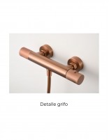 Grifería oro rosa cepillado para ducha termostática modelo Line de Imex detalle grifo