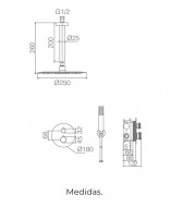 Ducha oro rosa cepillado empotrada a techo modelo TOP de Imex medidas
