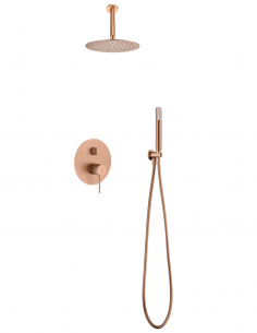 Ducha oro rosa cepillado empotrada a techo modelo TOP de Imex