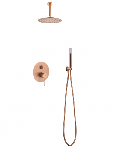 Ducha oro rosa cepillado empotrada a techo modelo TOP de Imex