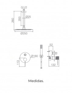 Ducha empotrada termostática a techo oro rosa cepillado modelo TOP de Imex 2