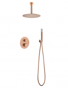 Ducha empotrada termostática a techo oro rosa cepillado modelo TOP de Imex