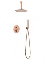 Ducha empotrada termostática a techo oro rosa cepillado modelo TOP de Imex