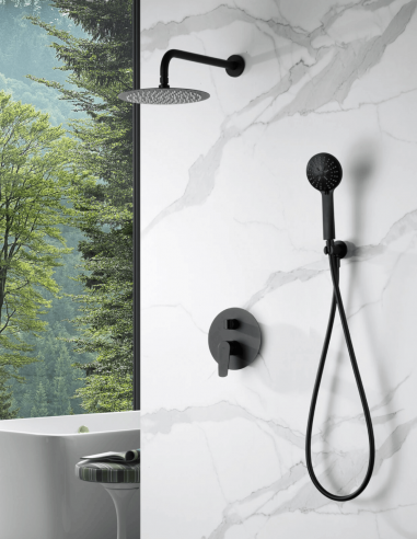 Conjunto de ducha empotrada negro mate modelo BÉLGICA de Imex