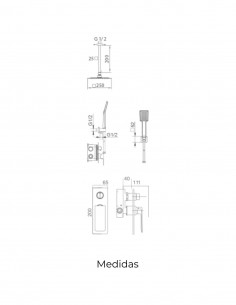 Empotrado ducha a techo cromo modelo NADI de Imex 2