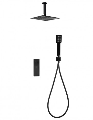Ducha a techo empotrado negro mate modelo NADI de Imex