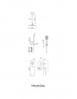 Conjunto ducha empotrado blanco mate a techo modelo NADI de Imex medidas