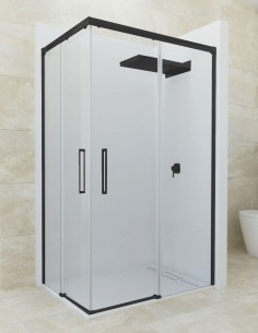Mampara negra de ducha 2 hojas fijas y 2 correderas modelo ASTRO de Seviban