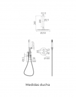 Columna de ducha empotrada termostática a techo cromo modelo TIVOLI de Imex medidas