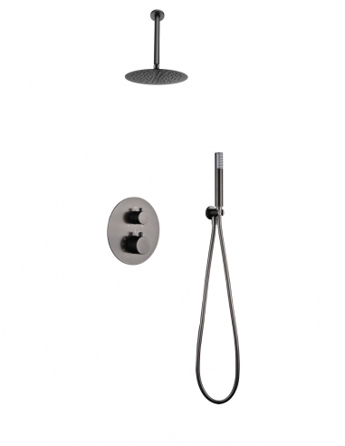 Ducha empotrada a techo balck gun metal termostática modelo TIVOLI.