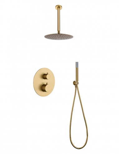 Ducha oro empotrada a techo termostática modelo TIVOLI.