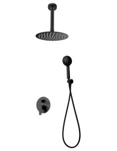 Conjunto de ducha negro mate empotrado a techo modelo  BRUSELAS de Imex