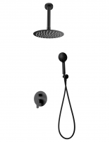 Conjunto de ducha negro mate empotrado a techo modelo  BRUSELAS de Imex