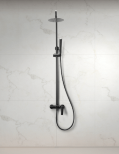 Barra ducha monomando black gun metal modelo DELOS ambiente