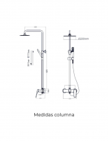 Barra ducha monomando negra o black gun metal modelo DELOS medidas