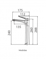 Grifo de lavabo cromo caño alto modelo DELOS de Imex medidas