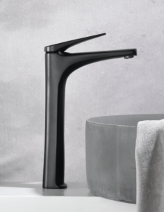 Grifo para lavabo caño alto negro o black gun metal - DELOS de Imex