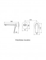 Grifo de lavabo empotrado acero S316 modeloDELOS de IMEX medidas