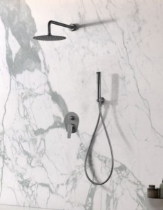 Conjunto empotrado de ducha negro modelo DELOS de IMEX ambiente 2