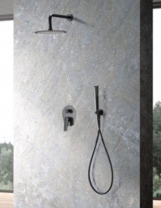 Conjunto empotrado de ducha negro modelo DELOS de IMEX ambiente