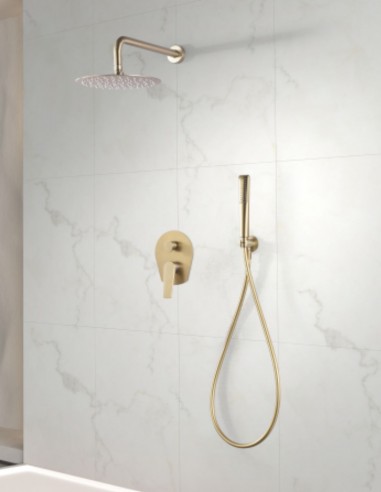 Conjunto oro empotrado de ducha modelo DELOS de IMEX