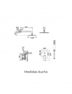 Ducha empotrada de acero S316 a techo modelo DELOS de Imex 2