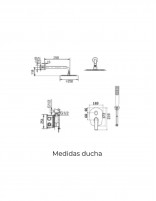 Ducha empotrada a techo negro o black gun metal modelo DELOS de Imex medidas