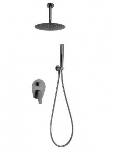 Ducha empotrada a techo black gun metal modelo DELOS de Imex