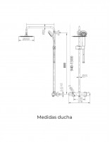 Barra de ducha termostática negro mate  modelo ECO KENT de IMEX medidas